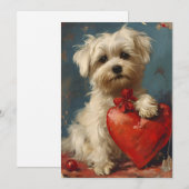 Maltese hond Retro Valentijnsdag  Feestdagenkaart (Voorkant / Achterkant)