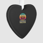 Maltese hond Retro zonsondergang Afgeleid Ornament (voorkant)