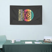 Maltese Hond Retro Zonsondergang Afleid Spandoek (Beurs)