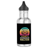 Maltese Hond Retro Zonsondergang Afleidend Waterfles (Links)