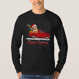 Maltese hond Riding Red Truck Kerstmis T-shirt
