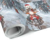 Maltese Hond Rijden Motorfiets Kerstmis Cadeaupapier (Rol Hoek)