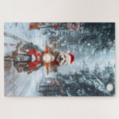 Maltese Hond Rijden Motorfiets Kerstmis Legpuzzel (Horizontaal)
