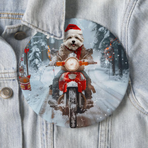 Maltese Hond Rijden Motorfiets Kerstmis Ronde Button 6,0 Cm
