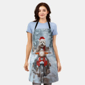 Maltese Hond Rijden Motorfiets Kerstmis Schort (Gedragen)