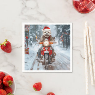Maltese Hond Rijden Motorfiets Kerstmis Servet