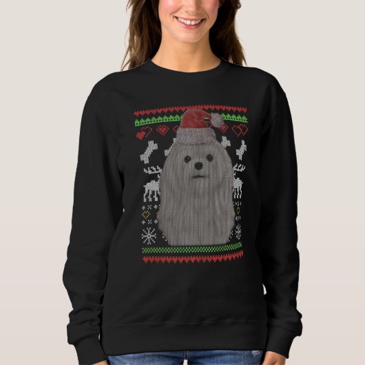 Maltese hond Santa Claus Ugly Kerstmis Trui (Voorkant)