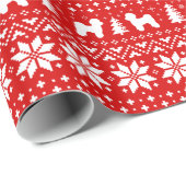 Maltese hond Silhouetten Kerstvakantie rood Cadeaupapier (Rol Hoek)