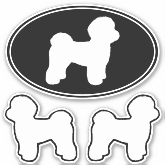 Maltese hond Silhouetten Vinyl Sticker Set (Voorkant)