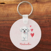 Maltese hond Speelgoed Breed Sleutelhanger (Voorkant)