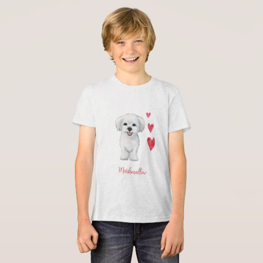 Maltese hond Speelgoed Breed Tri-Blend Shirt (Voorkant volledig)