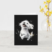 Maltese Hond Speelse Hond Liefhebber  Kaart (Gele Bloem)