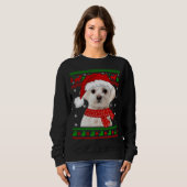 Maltese hond Ugly Sweater Kerstpuppy Hondenliefheb (Voorkant volledig)