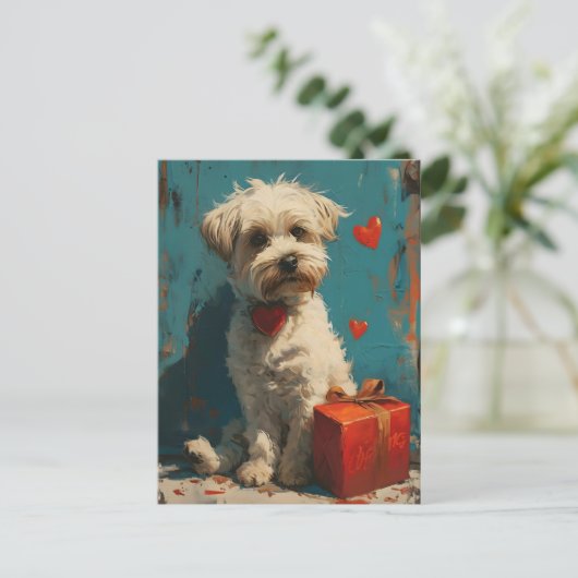 Maltese hond  Valentijnsdag Briefkaart (Staand voorkant)