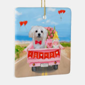 Maltese hond Valentijnsdag vrachtwagen Keramisch Ornament (Rechts)