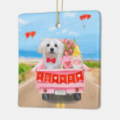 Maltese hond Valentijnsdag vrachtwagen Keramisch Ornament (Links)