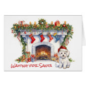 Maltese Hond Wacht voor Kerstmis Open haard (Voorkant Horizontaal)