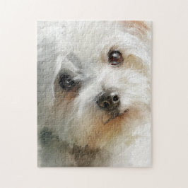 Maltese hond watercolor portret legpuzzel
