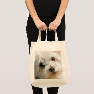 Maltese hond watercolor portret tote bag
