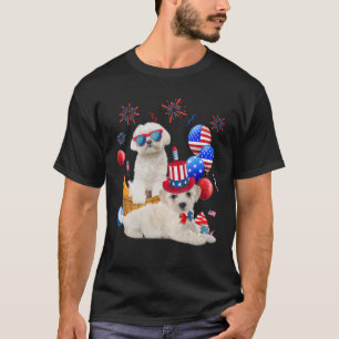 Maltese honden 4e juli Amerikaanse vlagballonnen G T-shirt