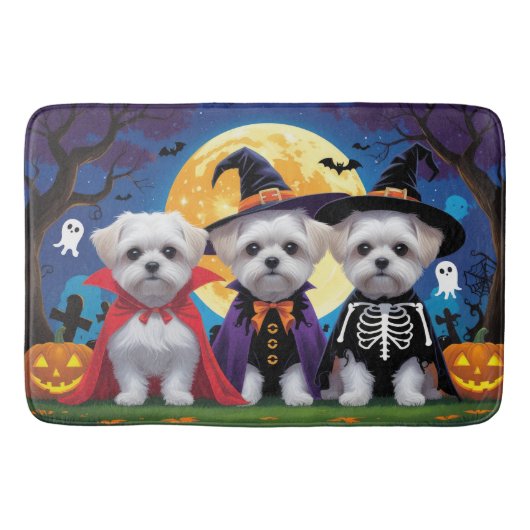 Maltese honden pompoen Halloween grappig Badmat (Voorkant)