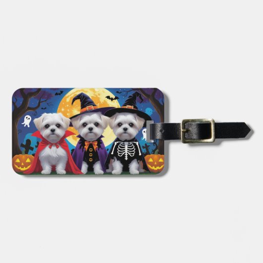 Maltese honden pompoen Halloween grappig Bagagelabel (Voorkant horizontaal)
