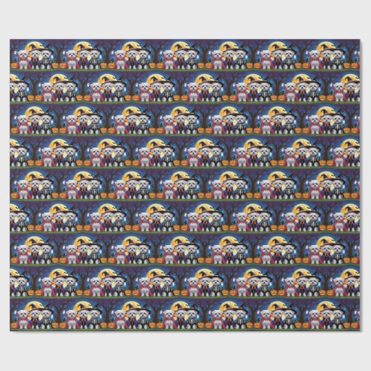 Maltese honden pompoen Halloween grappig Cadeaupapier (Vlak)