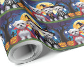 Maltese honden pompoen Halloween grappig Cadeaupapier (Rol Hoek)