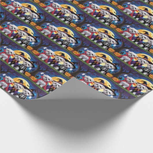 Maltese honden pompoen Halloween grappig Cadeaupapier (Hoek)