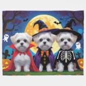 Maltese honden pompoen Halloween grappig Fleece Deken (Voorkant (Horizontaal))