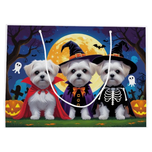 Maltese honden pompoen Halloween grappig Groot Cadeauzakje (Achterkant)