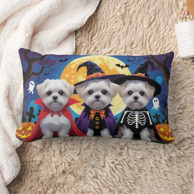 Maltese honden pompoen Halloween grappig Kussen (Deken)