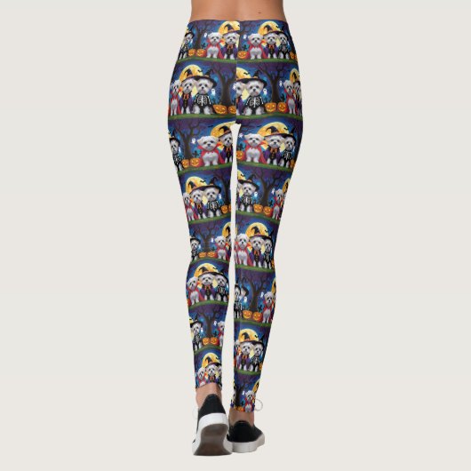 Maltese honden pompoen Halloween grappig Leggings (Achterkant)