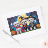 Maltese honden pompoen Halloween grappig Rechthoekige Sticker (Envelop)