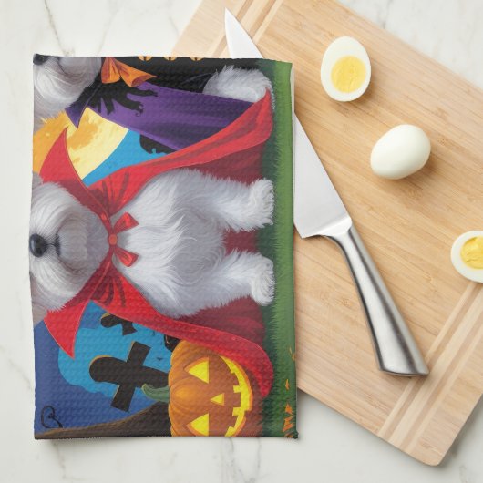 Maltese honden pompoen Halloween grappig Theedoek (Quarter Fold)