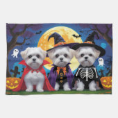 Maltese honden pompoen Halloween grappig Theedoek (Horizontaal)