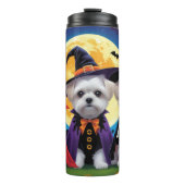 Maltese honden pompoen Halloween grappig Thermosbeker (Voorkant)