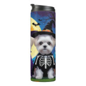 Maltese honden pompoen Halloween grappig Thermosbeker (Geroteerd rechts)