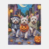 Maltese Honden Trick-or-Treating Halloween Kostuum Fleece Deken (Voorkant)