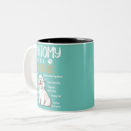 maltese hondenliefhebber met anatomie tweekleurige koffiemok (Voorkant links)