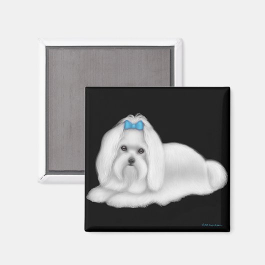 Maltese hondenmagneet magneet (Voorkant / Achterkant)