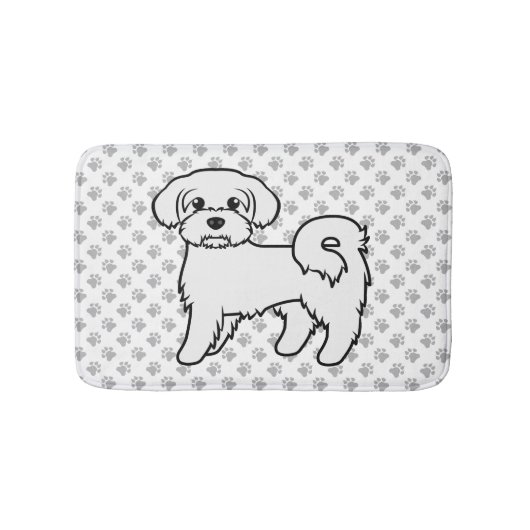 Maltese Illustratie van een Cute Cartoon Hond Badmat (Voorkant)