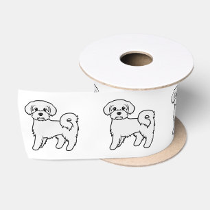 Maltese Illustratie van een Cute Cartoon Hond Satijnen Lint