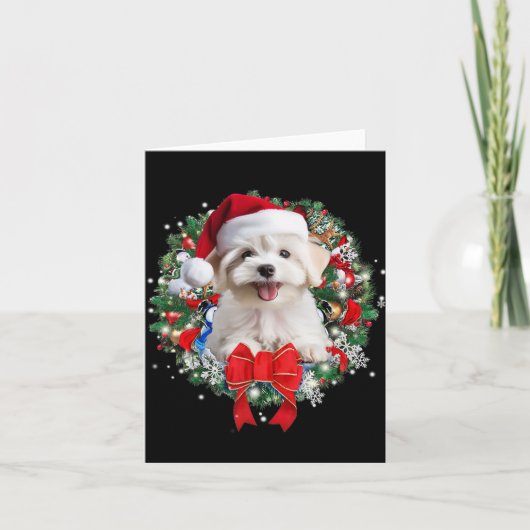 Maltese Kerst Krans Decoratie Xmas Pyjama 1 Kaart (Voorkant)