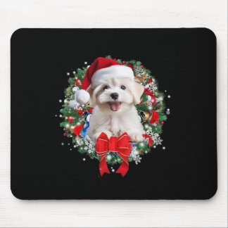 Maltese Kerst Krans Decoratie Xmas Pyjama 1 Muismat