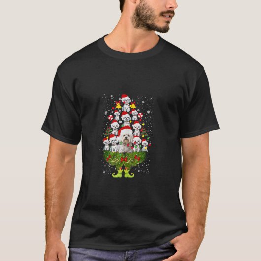 Maltese Kerstboom Grappig Schattige Santa Pet Anim T-shirt (Voorkant)
