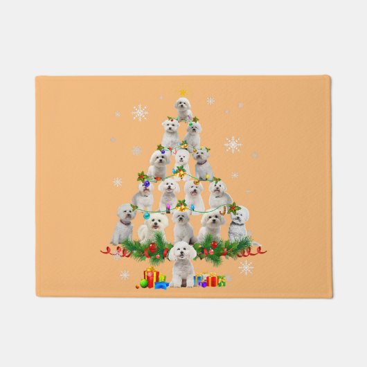 maltese kerstboom licht santa xmas hond aan deurmat (Voorkant)