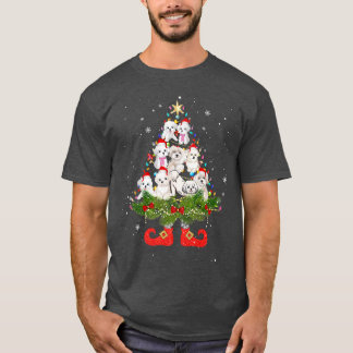 Maltese kerstboom Lights Cute Santa Hat Dog L T-shirt