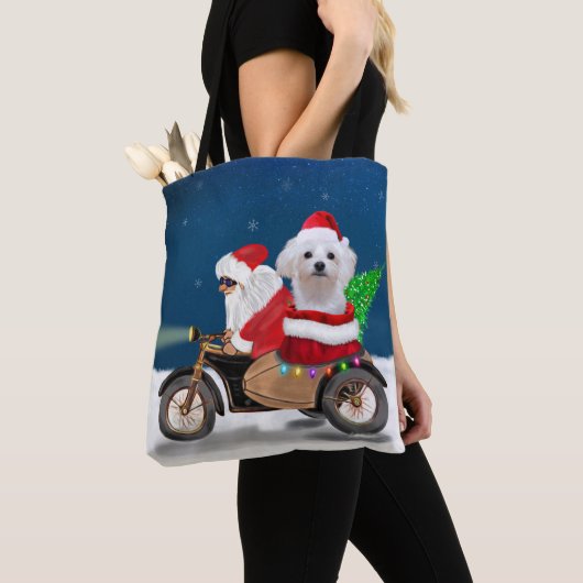 Maltese kerstkerstkerstmankreet tote bag (Dichtbij)