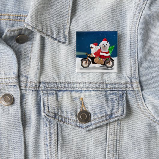 Maltese kerstkerstkerstmankreet vierkante button 5,1 cm (In situ)